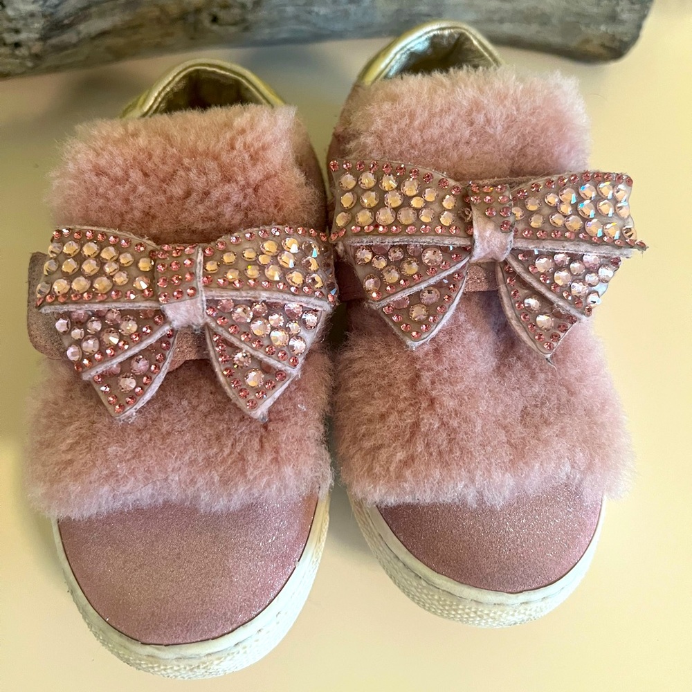 Pink glitter leather trainers by MonnaLisa, excellent condition